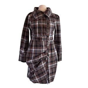 Unique Holy G Asymetrical Cotton Plaid Dress